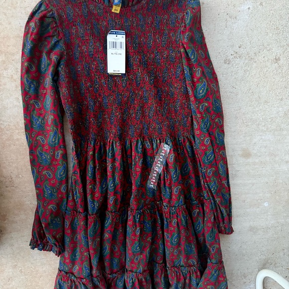 NWT Ralph Lauren Red and Blue Paisley Kids Dress - Picture 5 of 8